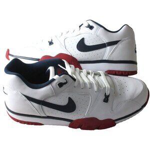 Nike Men's Cross Trainer Low Leather Shoes White Gym Red Obsidian Sizes NIB